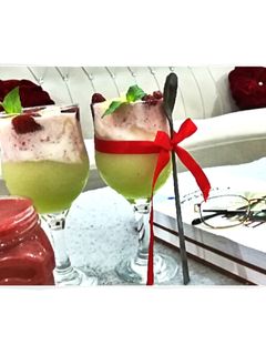 عکسی از دستور بستنی با طعم توت‌فرنگی و طالبی