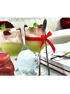 عکسی از دستور بستنی با طعم توت‌فرنگی و طالبی