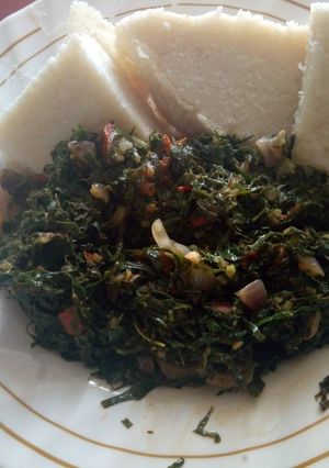 A picture of Mixed veggies with ugali#author marathon Mombasa contest.
