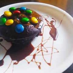 Eggless chocolate cup cakes leftover metled icecream A picture of Eggless chocolate cup cakes leftover metled icecream.