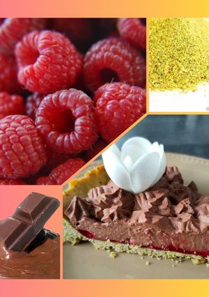 Une photo de Tarte pistache choco framboise.😋