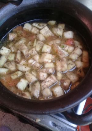 Una foto de Guiso de berenjena sin carne