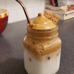A picture of Dalgona whipped coffee.
