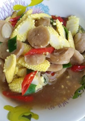 Foto resep Tumis Bakso Jagung Muda