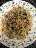 333. Espaguetis al ajillo con algas marinas y soja texturizada (vegetariano) (principal pasta)