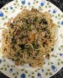 333. Espaguetis al ajillo con algas marinas y soja texturizada (vegetariano) (principal pasta)