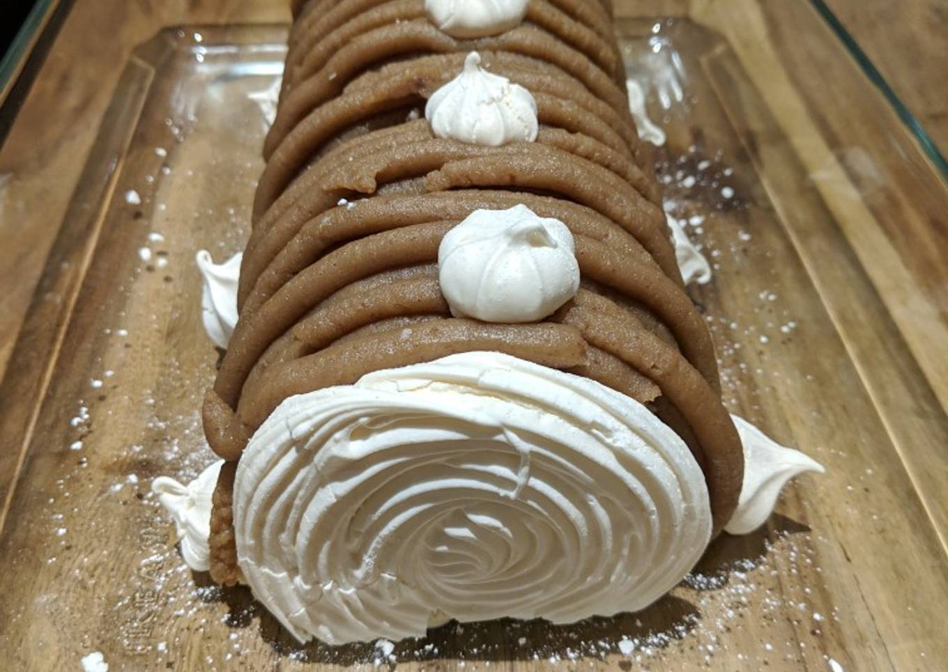 Chestnut and cognac Yule log (buche Mont-Blanc)