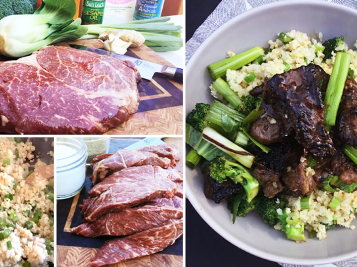 Easy Steps Prepare Recipes Wagyu Mongolian Beef Stir Fry with Scallion Cauliflower Fried Rice the Can Spoil the Tongue Can Pamper Your Tongue.