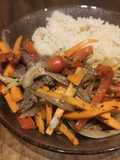 Vegetales saltados con carne