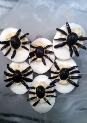 A picture of Deviled egg Spiders.