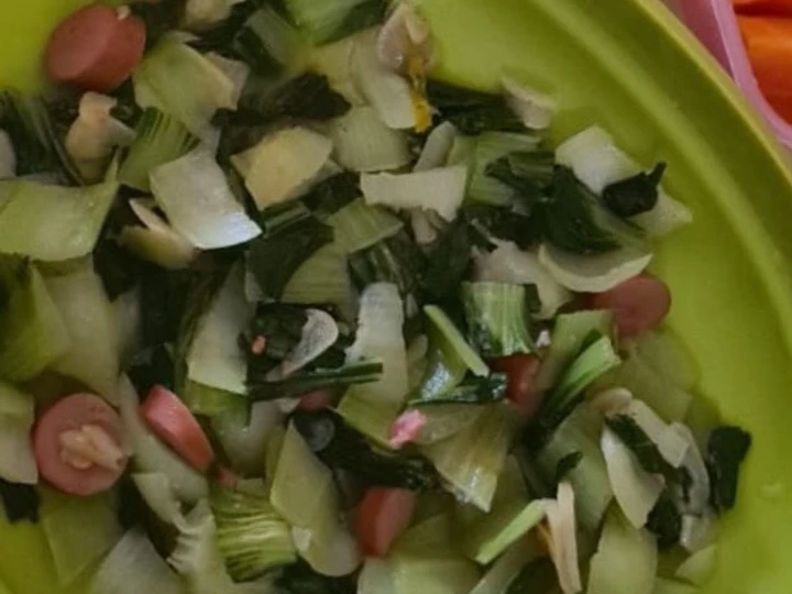 Cara Mudah Membuat Resep Ca Sawi Sendok Sosis yang Bikin Ngiler