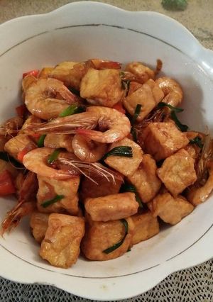 Foto resep Tumis udang tahu