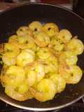 Camarones a la mostaza con cebollín