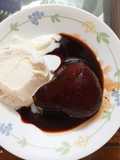 Poached Pears in Red wine with Ice cream