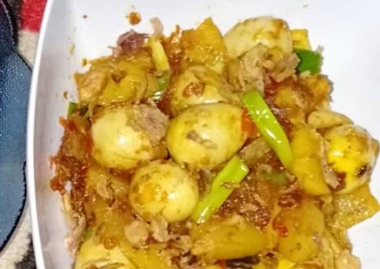 Telor puyuh+kentang balado