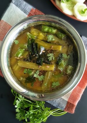 A picture of Daalichi Aamti (Drumsticks Daal In Maharashtrian Style).