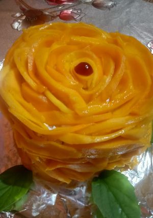 A picture of Mango rose cake.