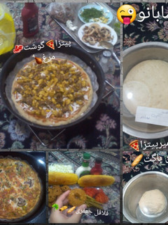 عکسی از دستور پیتزا گوشت🥩مرغ🍗