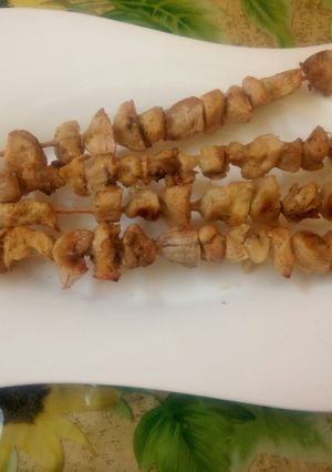 Une photo de Brochettes de poulet aux bananes.🍌🍌