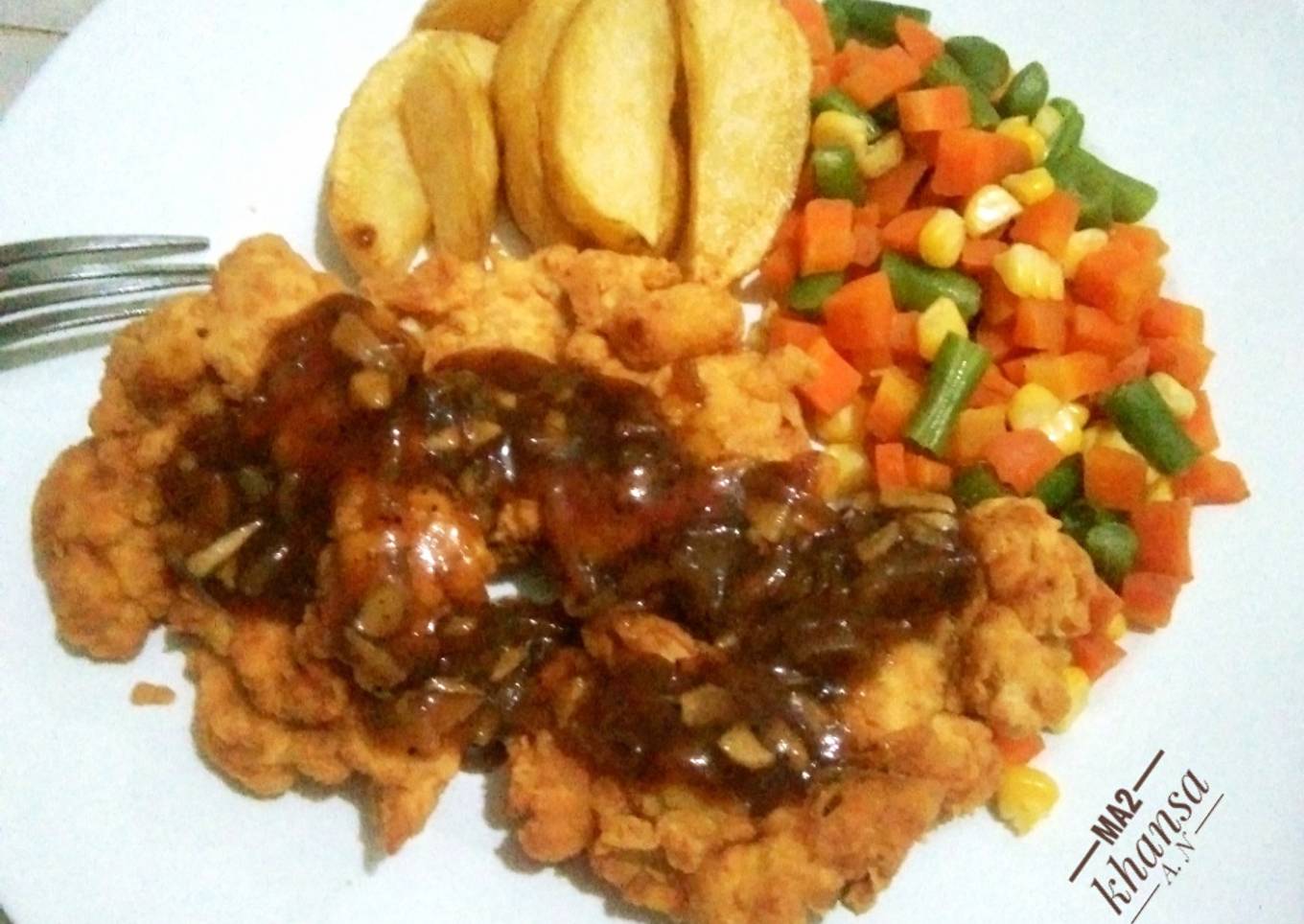 Stiek Ayam Crispy Saus Lada Hitam