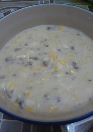 Foto resep Beef Mushroom Cream Soup with corn