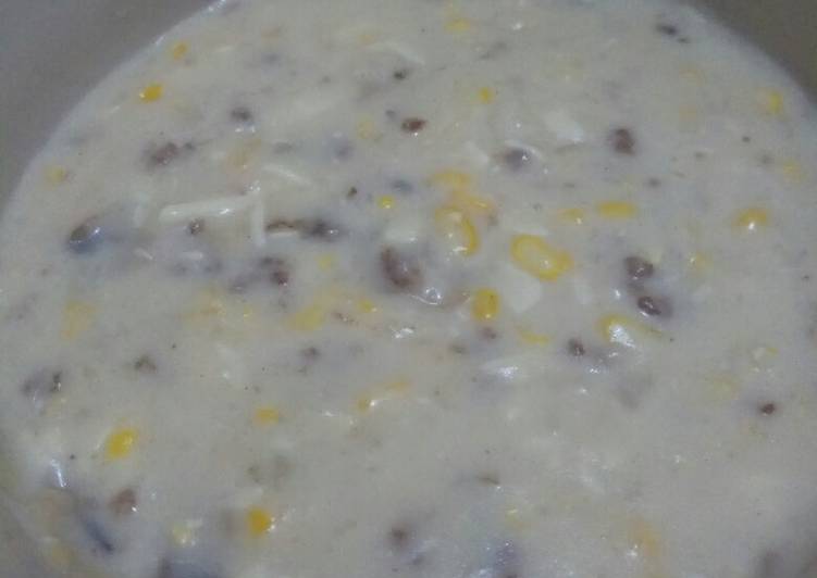 Beef Mushroom Cream Soup with corn