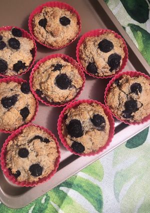 Hình của món Muffin yến mạch chuối việt quất.