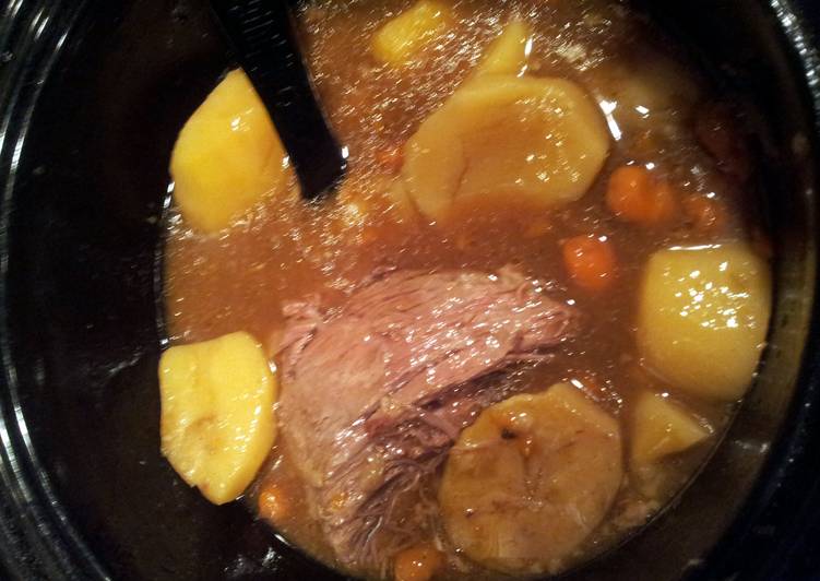 Recipe of Ultimate crock pot roast potatoes carrots/  then vegs beef soup w remaining left overs