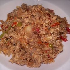 A picture of Mince Meat Fried Eggs.