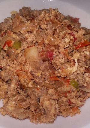 A picture of Mince Meat Fried Eggs.