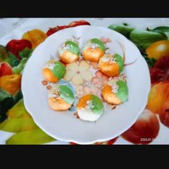 Delicious tasty tricolour Tiranga sweet ladoo A picture of Delicious tasty tricolour Tiranga sweet ladoo.