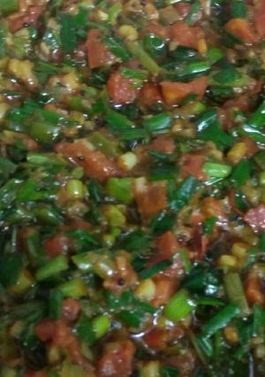 A picture of Green Garlic-Tamatoes Sabji.