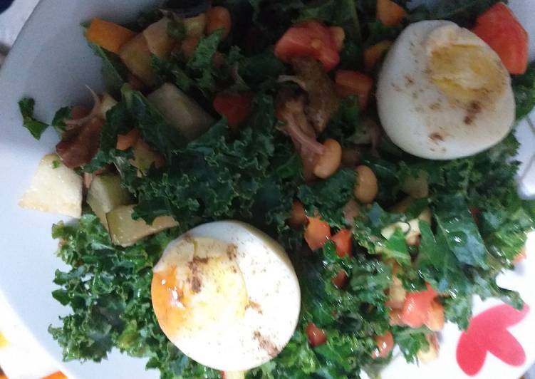 How to Make Yummy Kale and egg plant salad