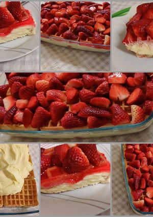 صورة لوصفة طبقات الوافل 🧇 مع الكاسترد والفراولة🍓