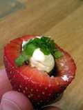 Not-so-Fancy Creamy Red Goat Balls or Fancy Basil & Goat Cheese Strawberries