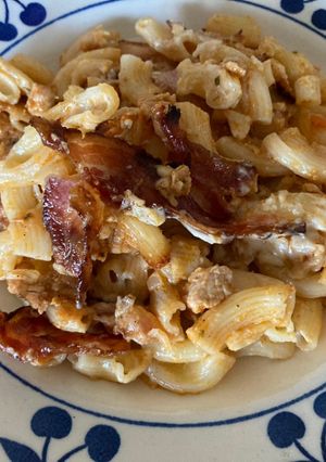 Pirított Baconos rakott tészta pulykamellel recept fotója