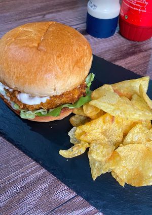 Una foto de Hamburguesa Crispy chicken en Airfryer