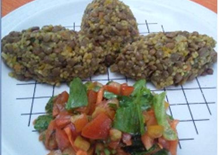 Kibbeh de lentejas y trigo árabe (trigo partido N° 1) con auyama