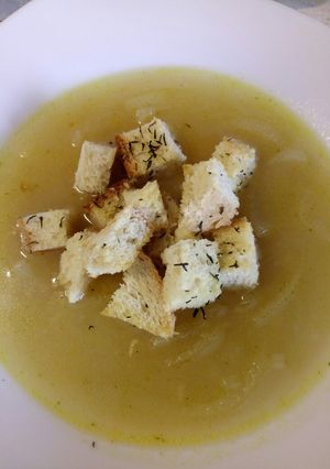 Foto di Zuppa di cipolla con pane tostato
