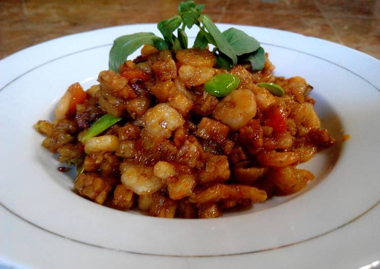 sambel goreng tempe udang pete