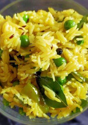 A picture of Mutter Pulao No Onion No Garlic.