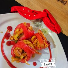 A picture of Tomato bucket red sauce pasta.