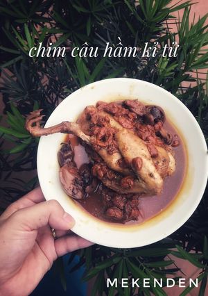 Hình của món Chim cút hầm kỉ tử.
