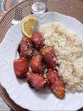 Miminhos de frango com bacon e arroz