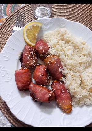 Foto de Miminhos de frango com bacon e arroz