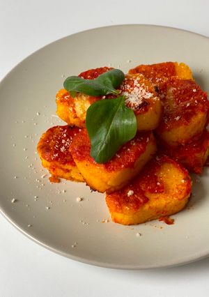A picture of Gluten-Free Roman-Style Gnocchi with Tomato Sauce.