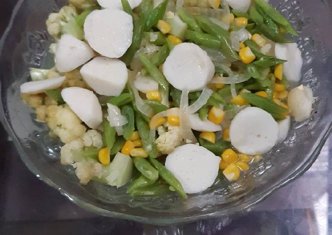 Cah sayuran baso ikan
