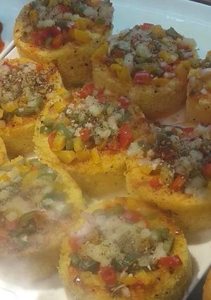 A picture of Dhokla cheese chaat.