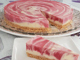 Tarta mármol de frambuesas y chocolate blanco