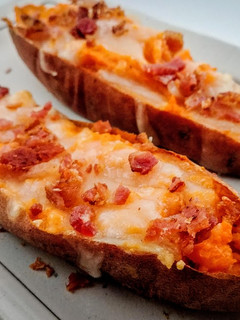 A picture of Cheesy Bacon Sweet Potato.